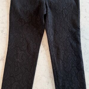 Ann Taylor Black Lace-Textured Trousers-Cropped